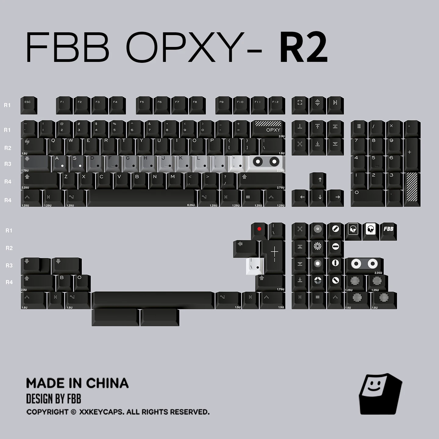 FBB OPXY Keycap Five-Sided Sublimation PBT Custom Mechanical Keyboard Key Caps Black Magnetic Axis DIY Accessories 1.7MM Thick