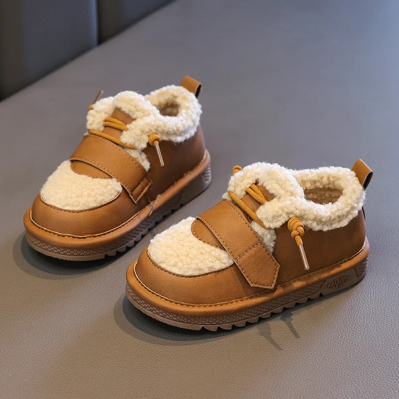 2024 Winter New Girls Shoes Thicken Warm Kids Snow Boots Non-slip Children Cotton Shoe Fashion Plush Casual Shoes Tenis De Niña