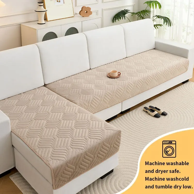 2PC-High end sofa cushion, all season universal U-shaped sofa cushion, one-piece anti slip straight seat cushion