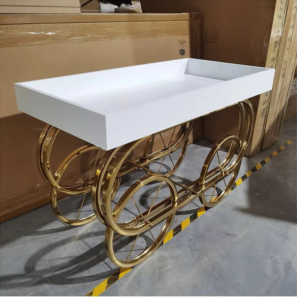 *Dessert and Drink Handcarts Trolleys for Hotel Acrylic Coffee Bar Cart for Wedding Events Decoration