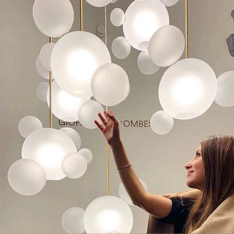 

Luxury Nordic Modern Mickey Shape Chandelier 2025 Adjustable Glass Pendant Lamp Dimmable Ceiling Light