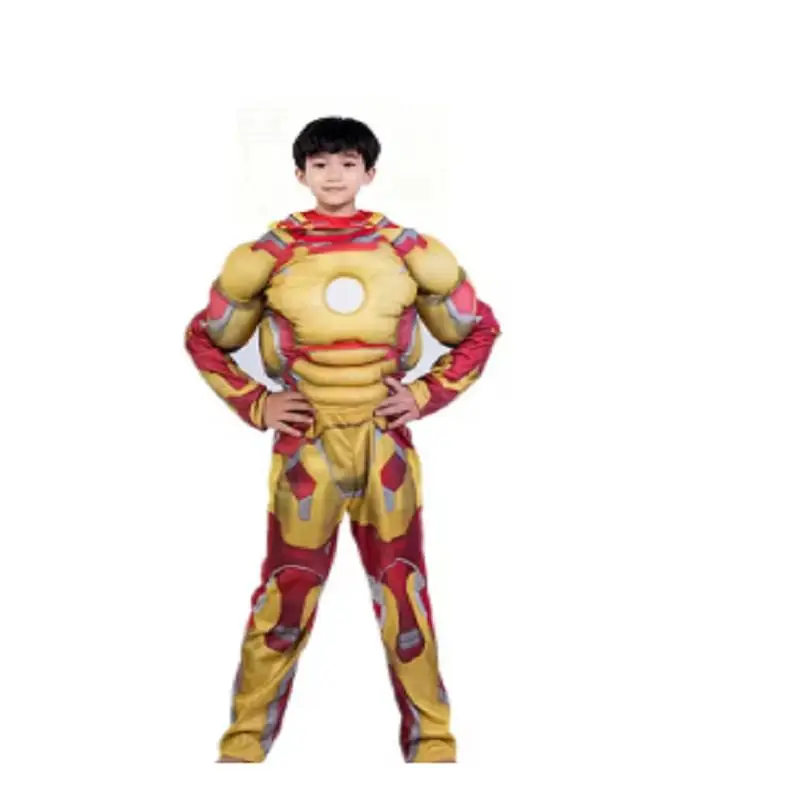 

Детский желтый костюм, костюм для мышц с маской, костюм для ролевых игр на Хэллоуин, Рождественскую вечеринку