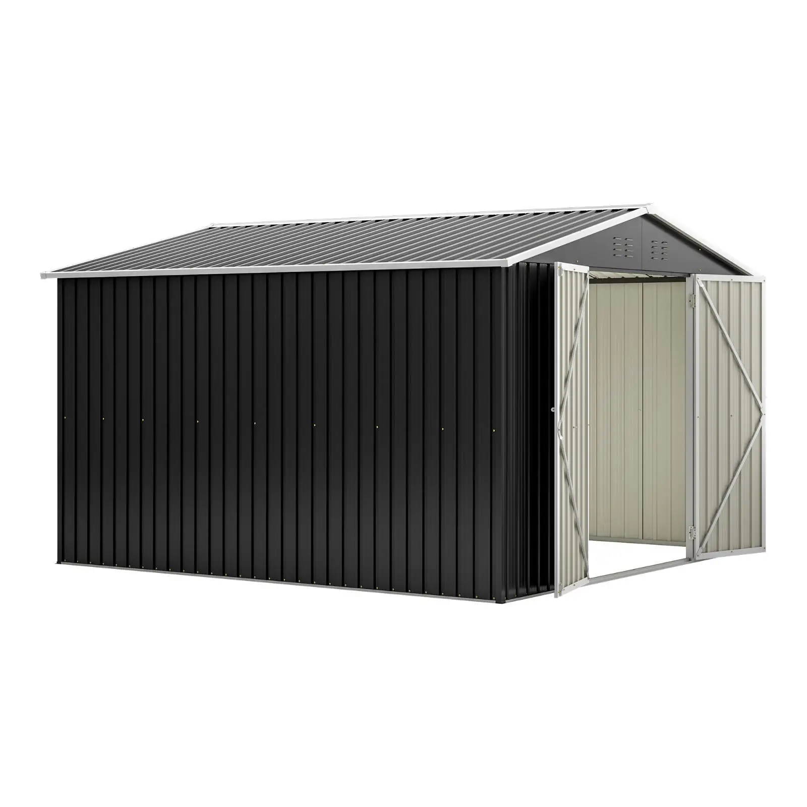 Outdoor Storage Shed 10x10 FT, Utility Metal Tool Storage with Lockable