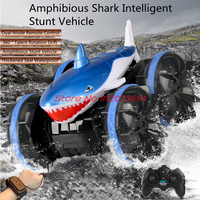 Watch Sensing Amphibious Shark Shape Remote Control Car 60Mins 2.4G 360° Rotation  45° Climbing Cool Lighting Drift Stunt RC Car