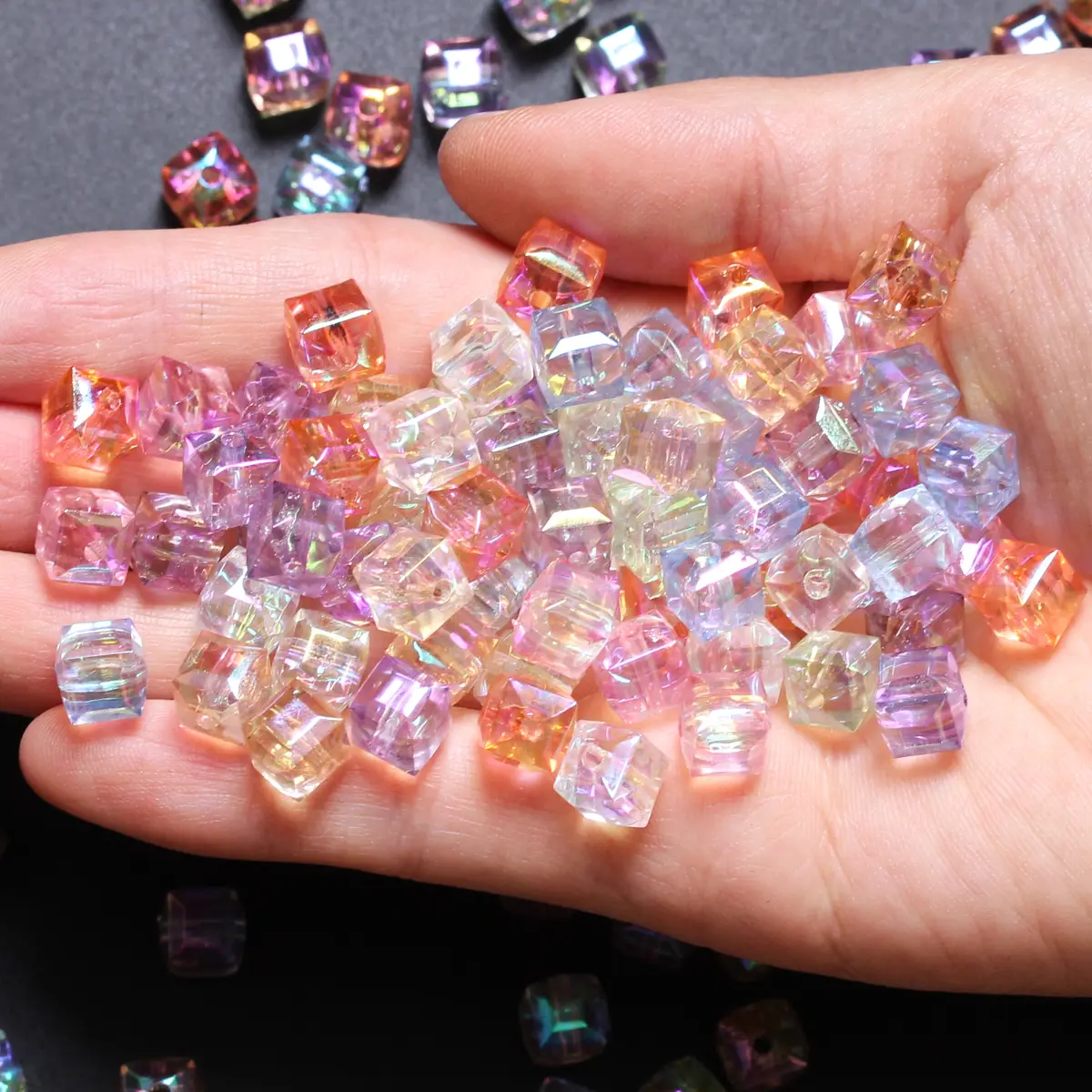 20/30/50pcs/bag Resin Czech Crystal Cube Beads Square Shiny AB Color Loose Beads for Necklace Bracelet DIY Jewelry Making Crafts