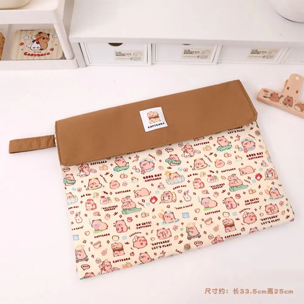 

Washable Fabric Capybara Document Bag Durable Zipper Pouch Capybara File Bag Multifunction Funny Cartoon Paper Storage Bag