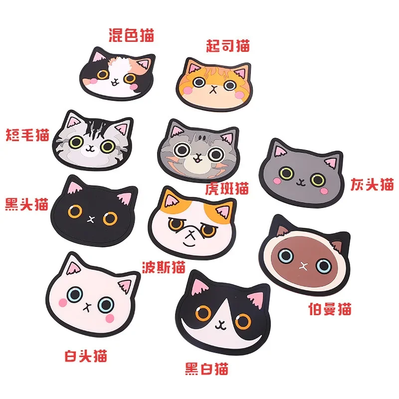 Cartoon Cute Cat Head Silicone Coaster Thermal Insulation Coaster Non-slip Placemat Kitchen Decoration Accessories