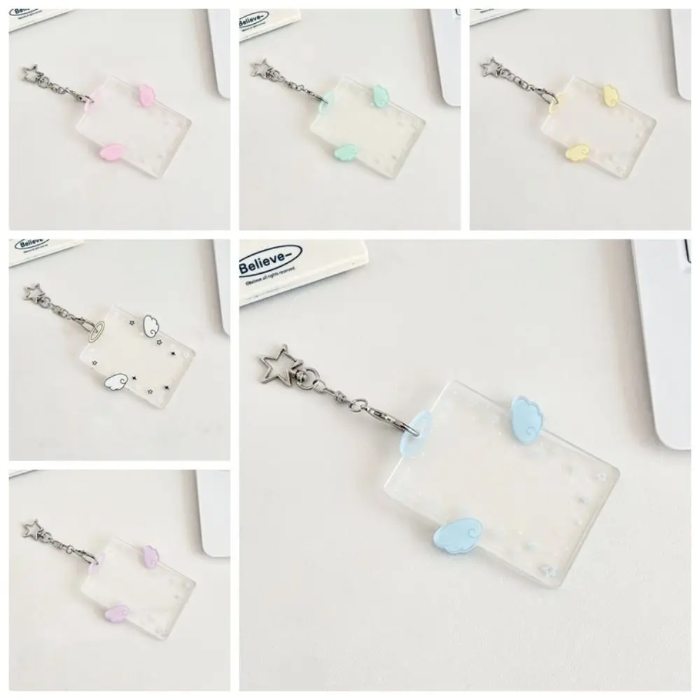 New Acrylic Card Holder Cartoon Kawaii Photos Protective Cover Wings Stars ID Card Card Holder Student