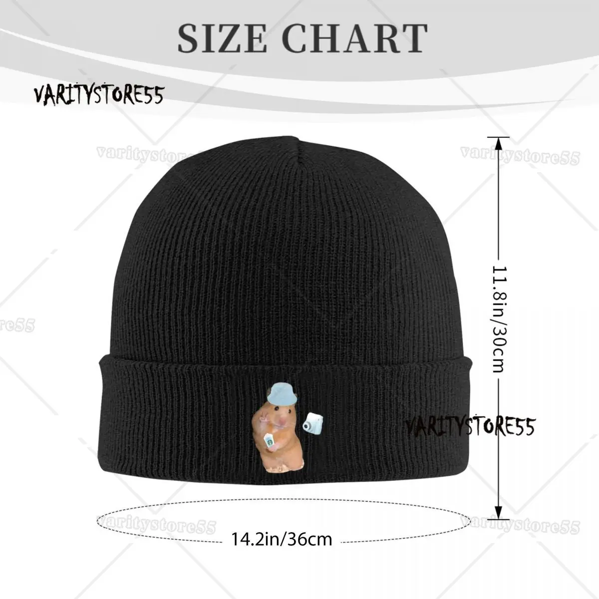 Peace Sign Hamster Meme With Camera Warm Knitted Cap Fashion Bonnet Hat Autumn Winter Outdoor Beanies Hats for Men Women Adult