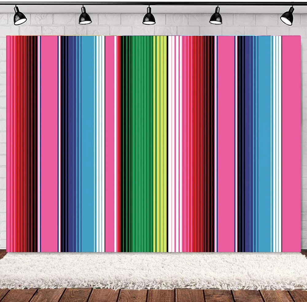 

Mexican Fiesta Theme Pink Stripes Backdrop Banner Decor Carnival Photography Background Birthday Party Decor Supplies Photo