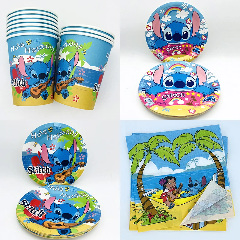 Stitch Decoration Birthday Lilo and Stitch Balloons Noise Maker Disposable Tableware Tablecloth Cups Plates Napkins Party Kit