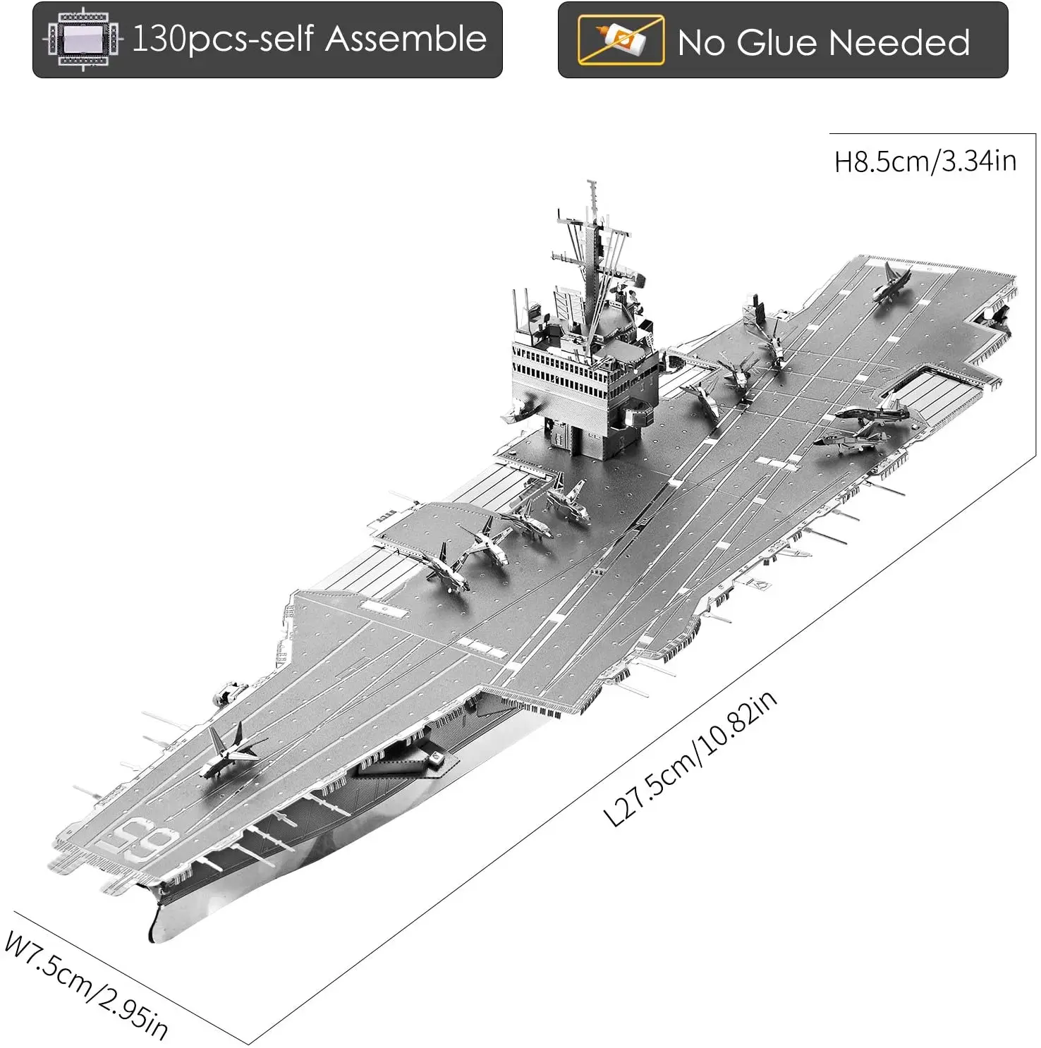 Piececool 3D metal puzzle for adults,USS Enterprise CVN-65 model ship Building Kit,DIY 3D metal Puzzle aircraft Carrier Toy, per