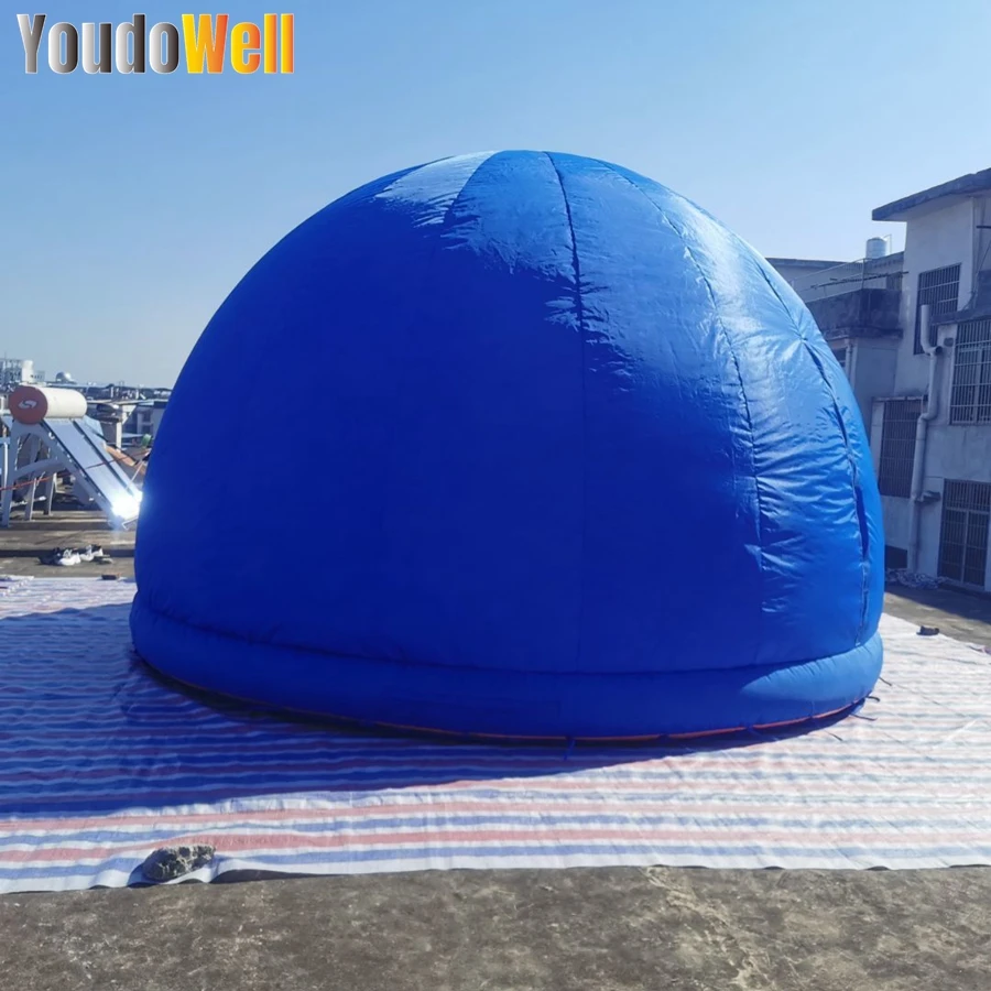 Wysokiej jakości tkanina Oxford niestandardowy niebieski nadmuchiwany namiot Planetarium o wymiarach 4.5m x 3m do projekcji imprez domowych lub innych wydarzeń