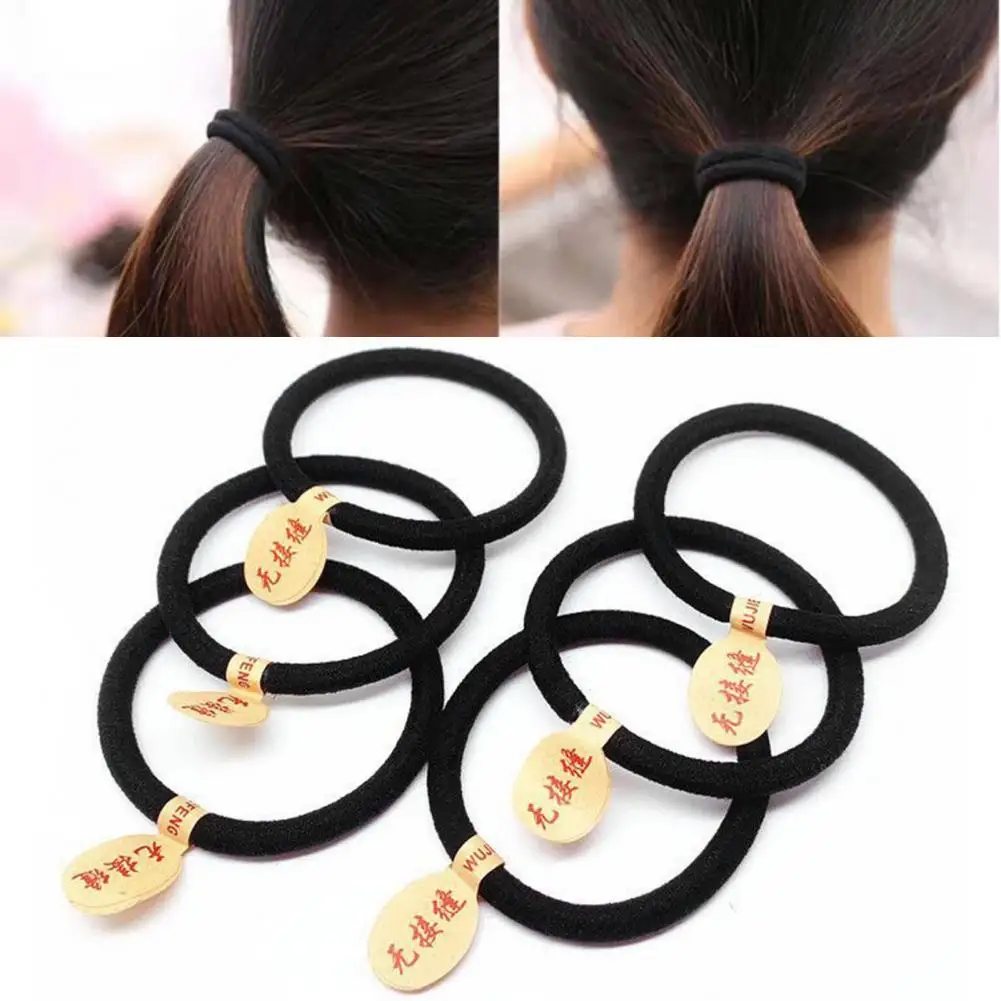 Hair Band Seamless High Elasticity Toughness Strong Thickened Hair Accessories Wear-resistant Black Color Women Hair Rope