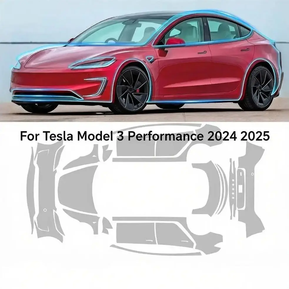 

For Tesla Model 3 Performance 2024 2025 8.5Mil TPU Bumper Paint Protection Film Pre-cut PPF Clear Car Bra Anti-Scratch Resistant
