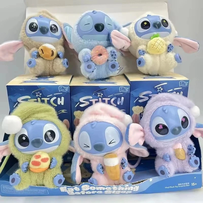 

Disney New Stitch Eat Some Thing Before Sleep Series Vinyl Blind Box Bag Pendant Cute Plush Doll Mystery Box Toy Surprise Gifts
