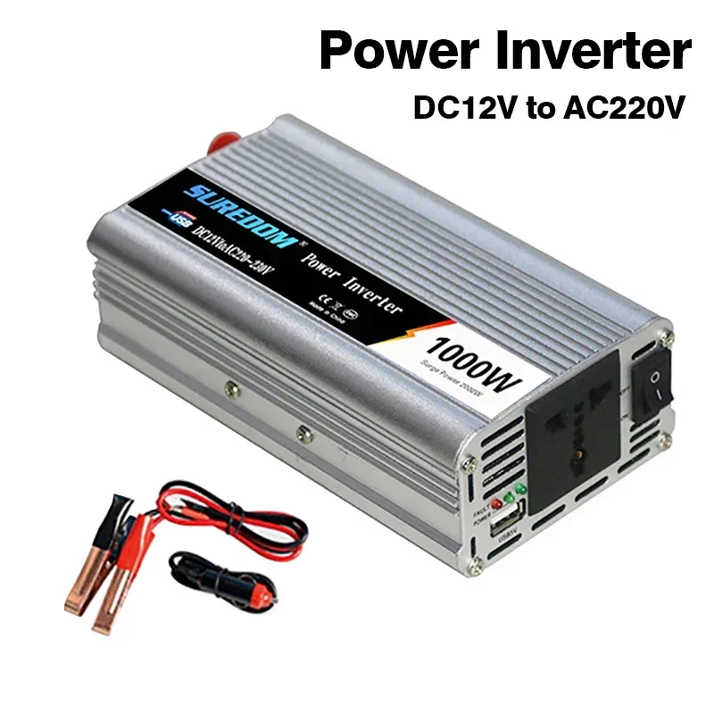 Zmodyfikowany falownik sinusoidalny 1000W 1500W 800W Solar Car Inverters z wyświetlaczem LED DC 12V na AC 110V/220V Konwerter napięcia