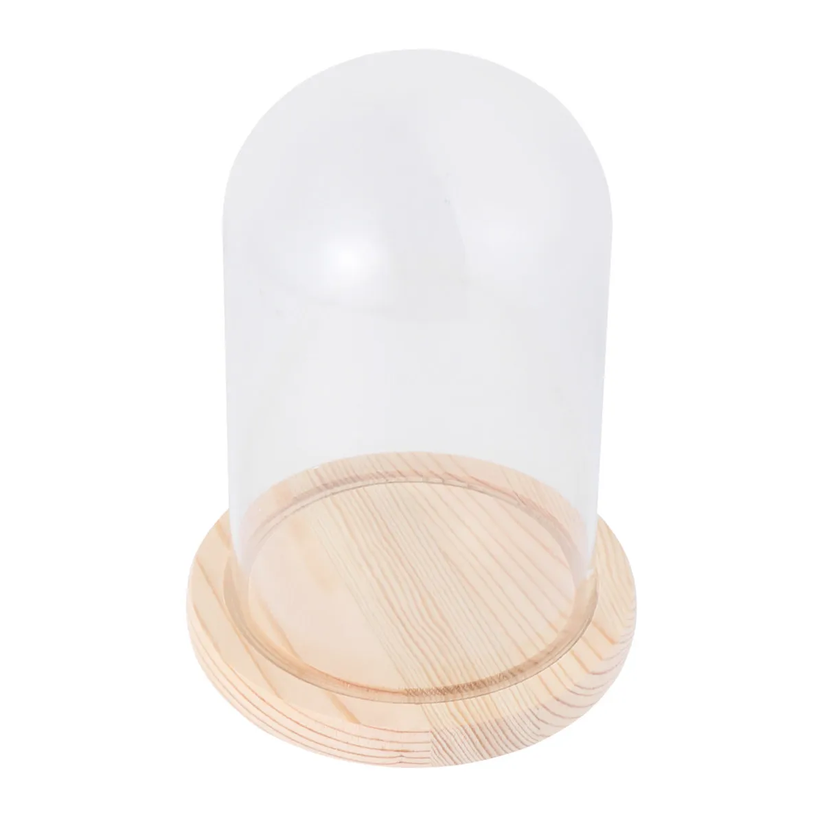 9x15cm Elegant Glass Dome for Preserved Flowers Solid Wood Base Clear View Display Case Portable Compact Storage for Craft