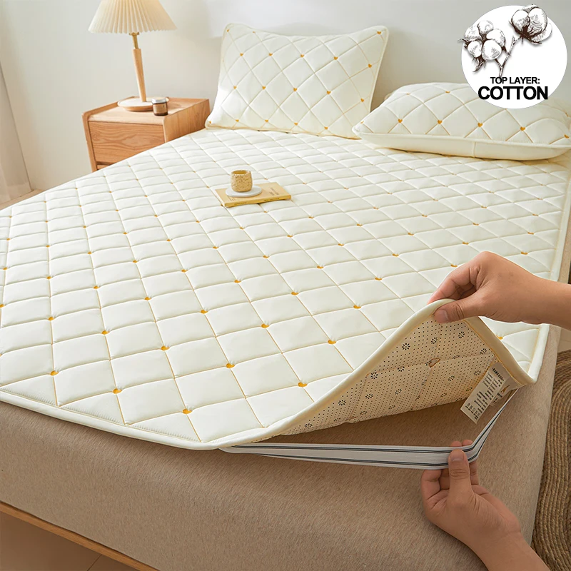 

High-quality Mattress Cover with 4 Elastic Corner Straps,Quilted Embroidered Mattress Protector,Hypoallergenic Fitted Sheet