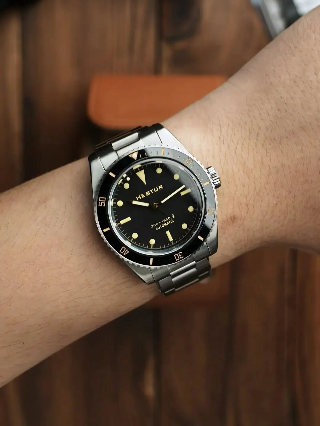 ساعة ميكانيكية أوتوماتيكية من Hestur NH35 حركة عتيقة مقاومة للماء للرجال 20bar من الفولاذ المقاوم للصدأ غواص للرجال 6200/6205/6208