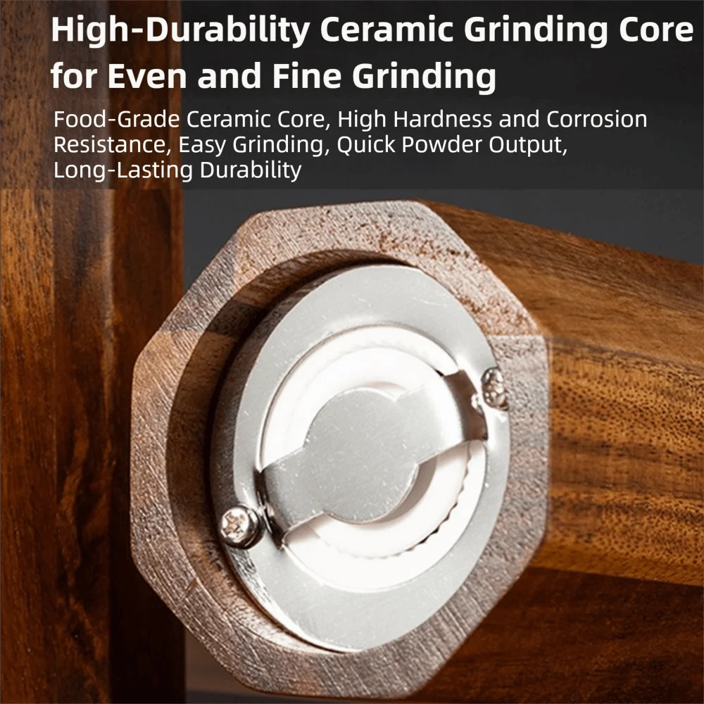 

Acacia Wood Pepper Spice Mill Portable Refillable Pepper Salt Grinding Bottle Adjustable Coarseness Classical Spice Mill Bottle