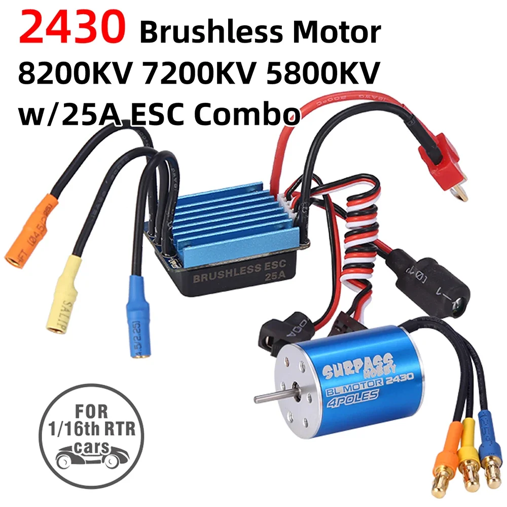 UniFlySurpass Hobby 2430 8200KV 7200KV 5800KV Motor& 25A Brushless ESC For 1/18 1/16 HSP Redcat Traxxas HPI Tamiya RC Car