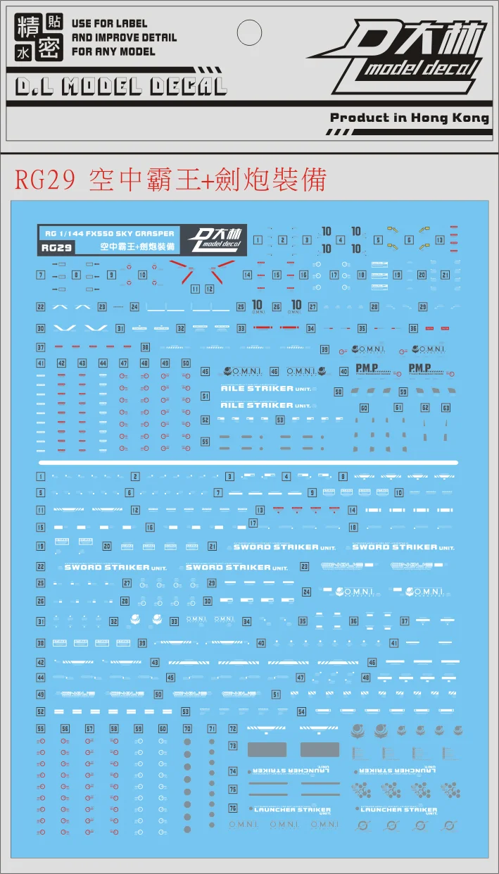 DL Water Decal For RG GAT-X105 Perfect Strike Seed Water Decal 1:144