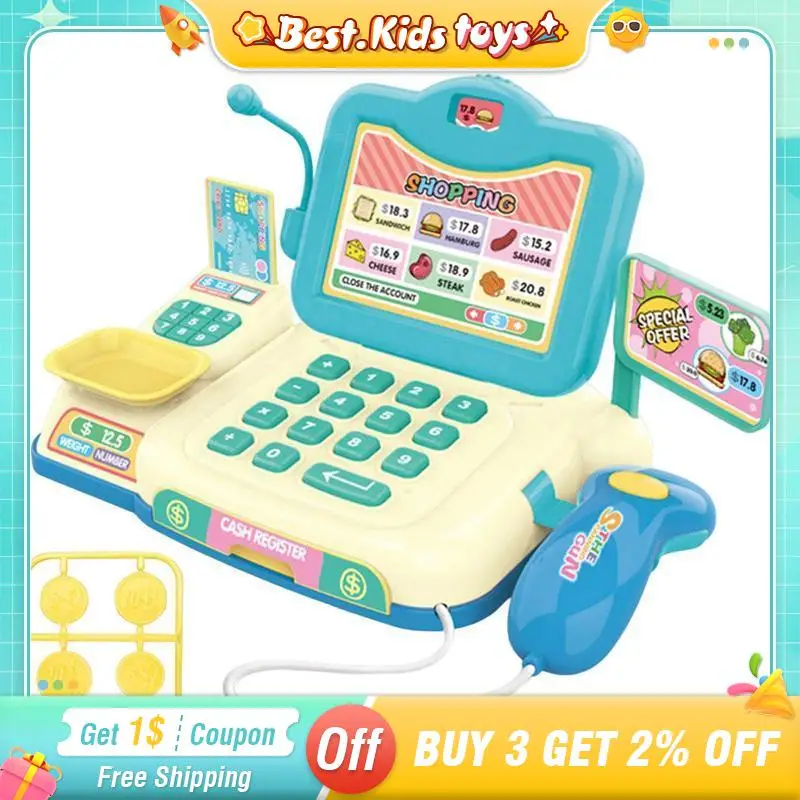 

Simulation Mini Supermarket Cash Register Game Play House Toy Lighting Sound Role Pretend Play Cashier Toys Kids Birthday Gift