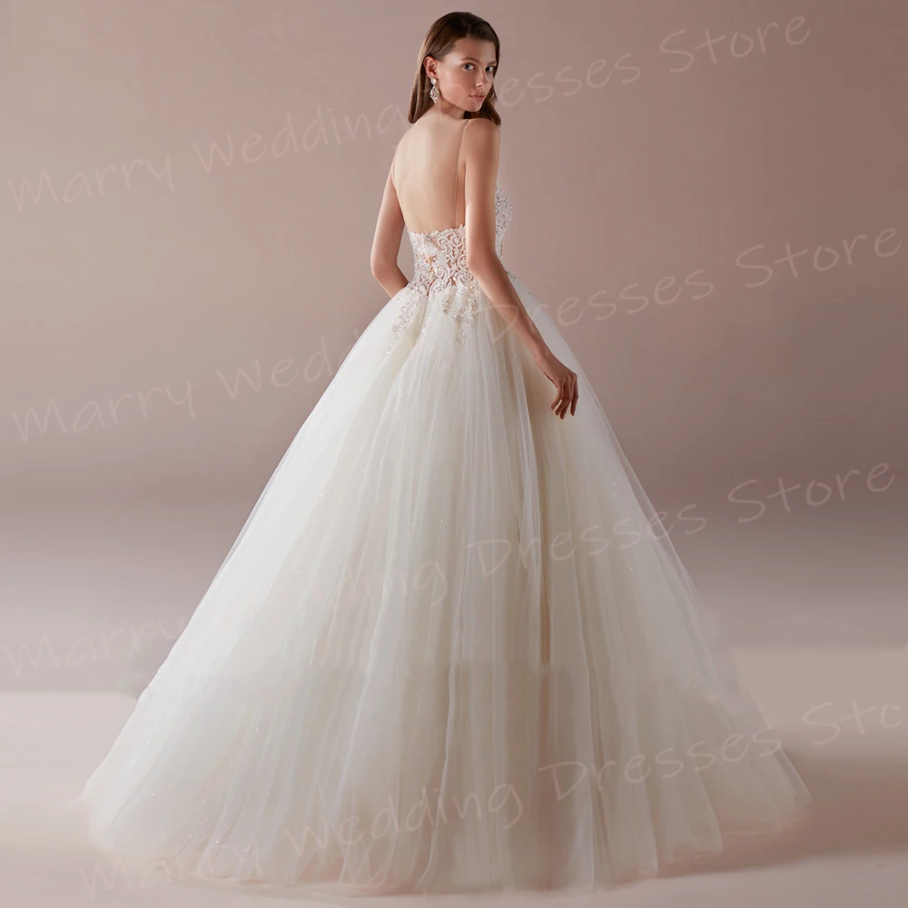 Graziosi abiti da sposa da donna moderni A Line bellissime Appliques di pizzo abiti da sposa Sexy senza spalline Vestidos Novias Boda