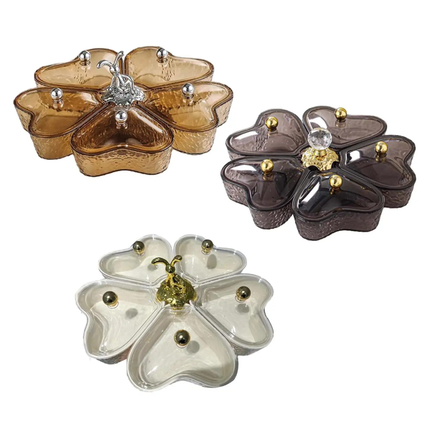 

Divided Serving Tray Rotatable Snack Platter Appetizer Tray Nut Candy Veggie Tray for Dessert Cookies Desktop Decor Camping