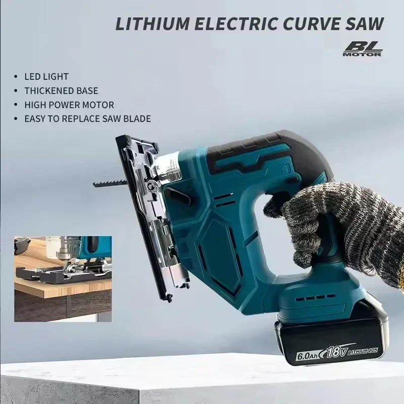 Fit Makita DJV182Z 340W Brushless Jigsaw Electric Jig With Saw Blade Cordless Barrel Handle Jigsaw Portable Carpenter Power Tool