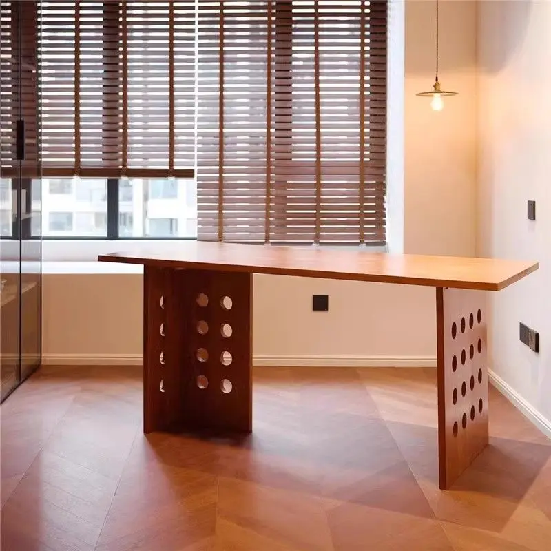 Modern minimalist master design ash wood home dining table office desk rectangular cherry wood hole table
