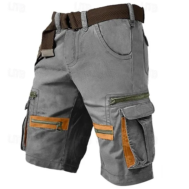 Multi-pocket Shorts for Men Outdoor Three-quarter Pants Summer Breathable Work Shorts Belt Not Included