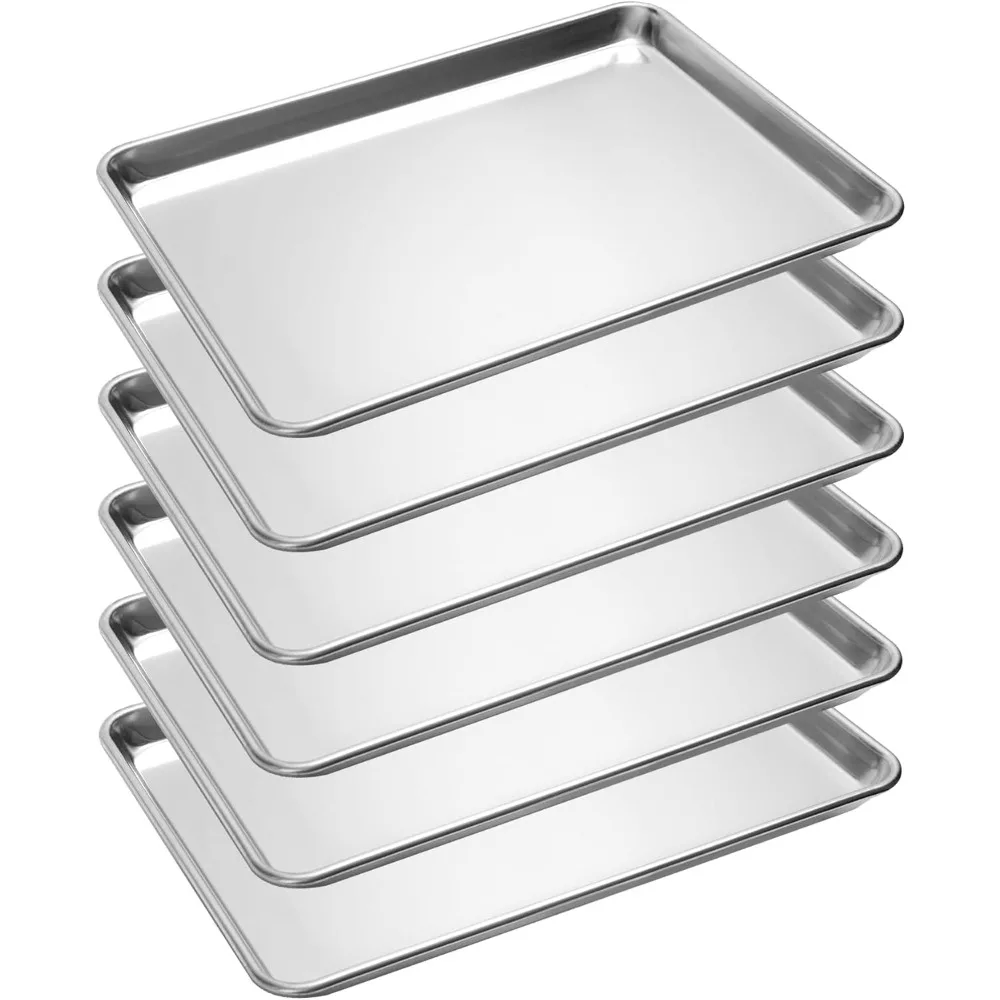 

6 Pack Half Size Baking Sheet Pan, Aluminum Commercial Cookie Sheet Pan, Durable & Anti-Stick 18”x 13”