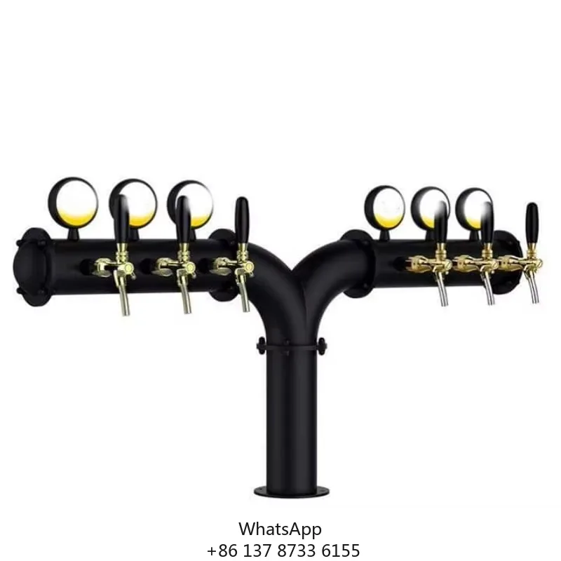 

Top Seller 2025 Fashion Y Shape Black Color Beer Tower, Y Style 6 Taps Bar Pipe