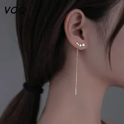 VOQ Silver Color Star Earline Women's New Exquisite Long Chain Earrings Best Jewelry Gift