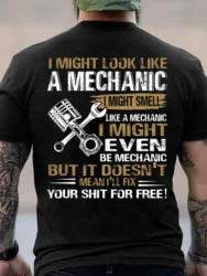 Engineer T-shirt Mechanical Repair Parts Men's Tools Print T-shirt Casual Short Sleeve Crew Neck Tee Men's Clothing for Outdoor