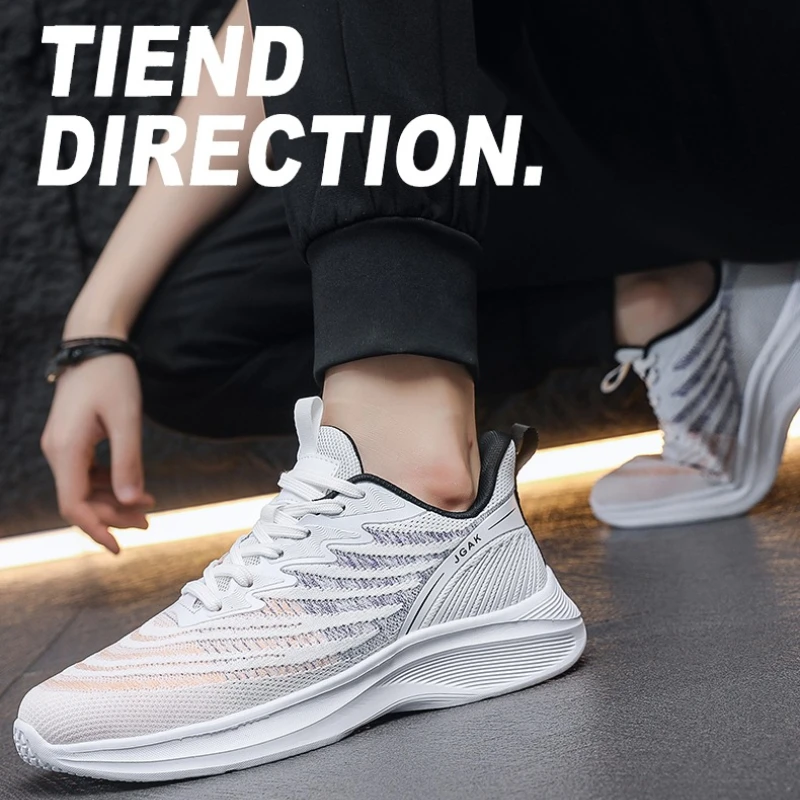 

New Type of Lightweight Round-toed Flat-heeled Breathable Lace-up and Color-matched Running Shoe with Casual Fabric