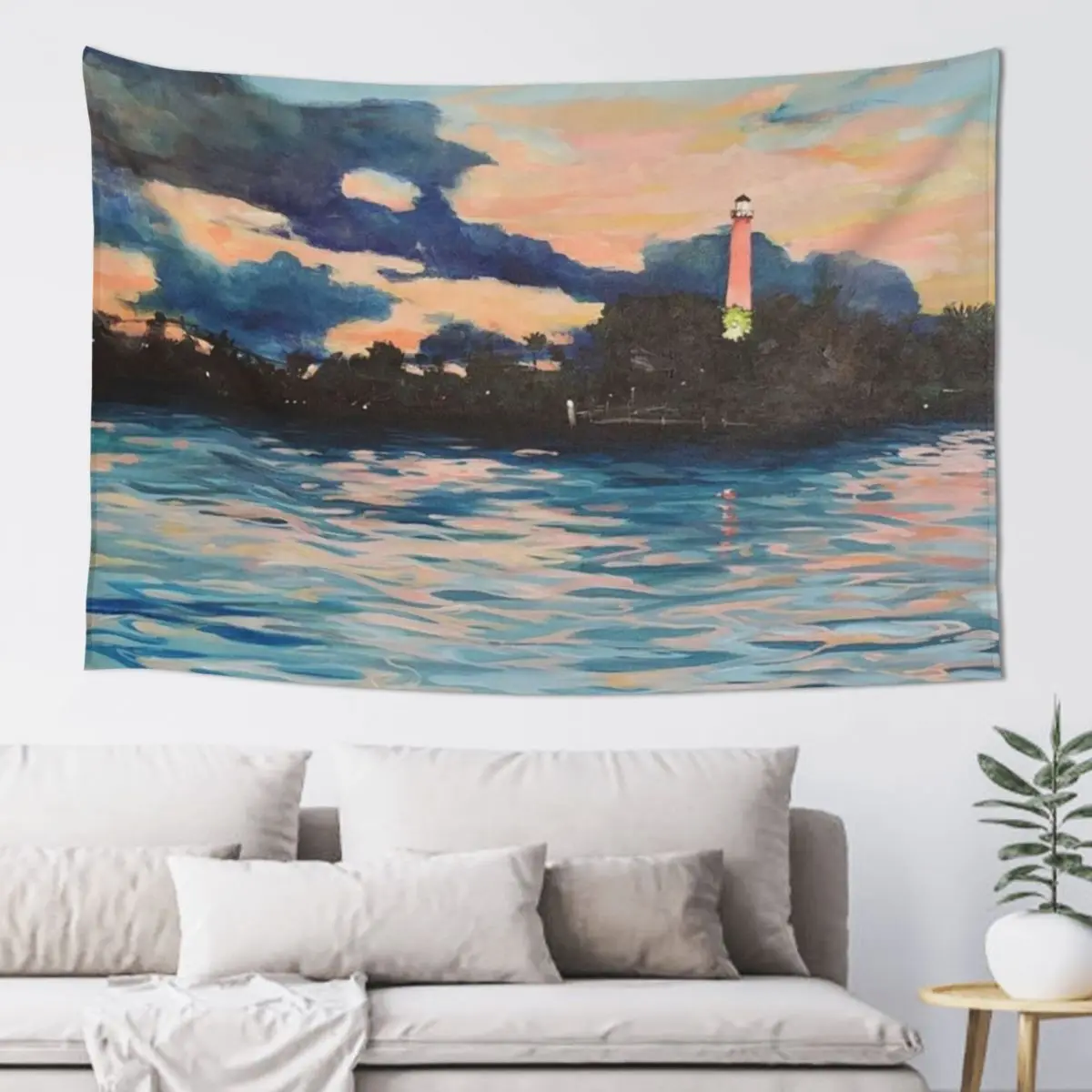 

Jupiter Lighthouse at Night Tapestry Bedroom Decor Aesthetic For Bedroom Tapestry