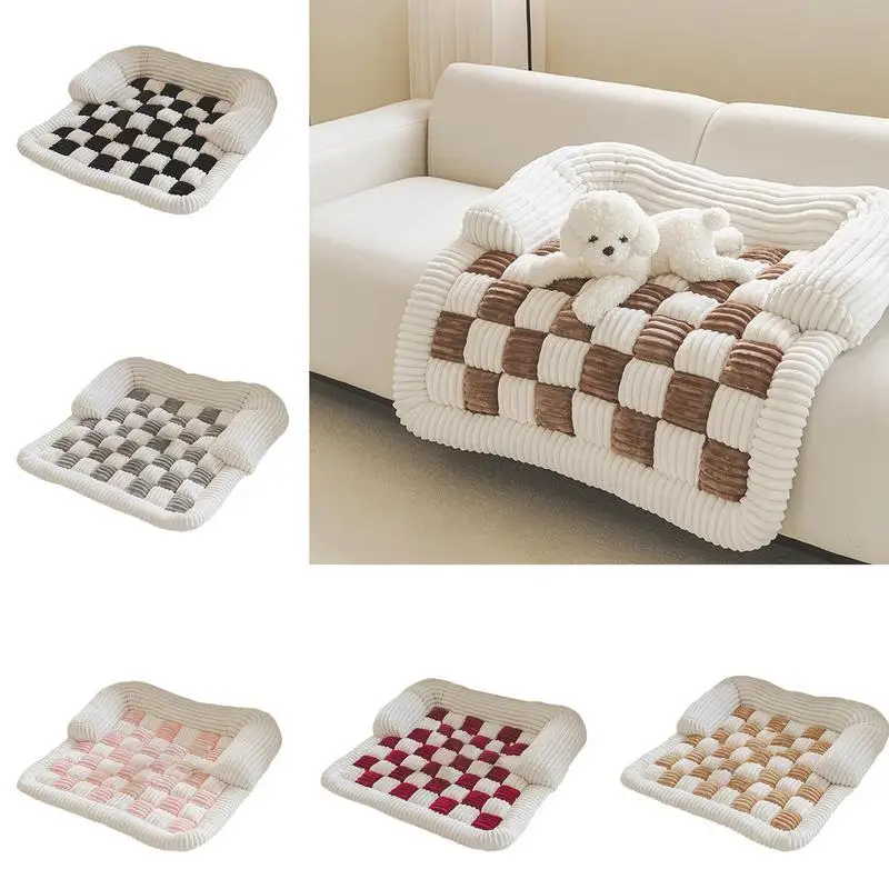 Plush Soothing Dog Bed Non-slip Sofa Cushion Dog Sofa Bed PET Warming Pad Cat Sofa Protector Suitable for Medium and Large Pets