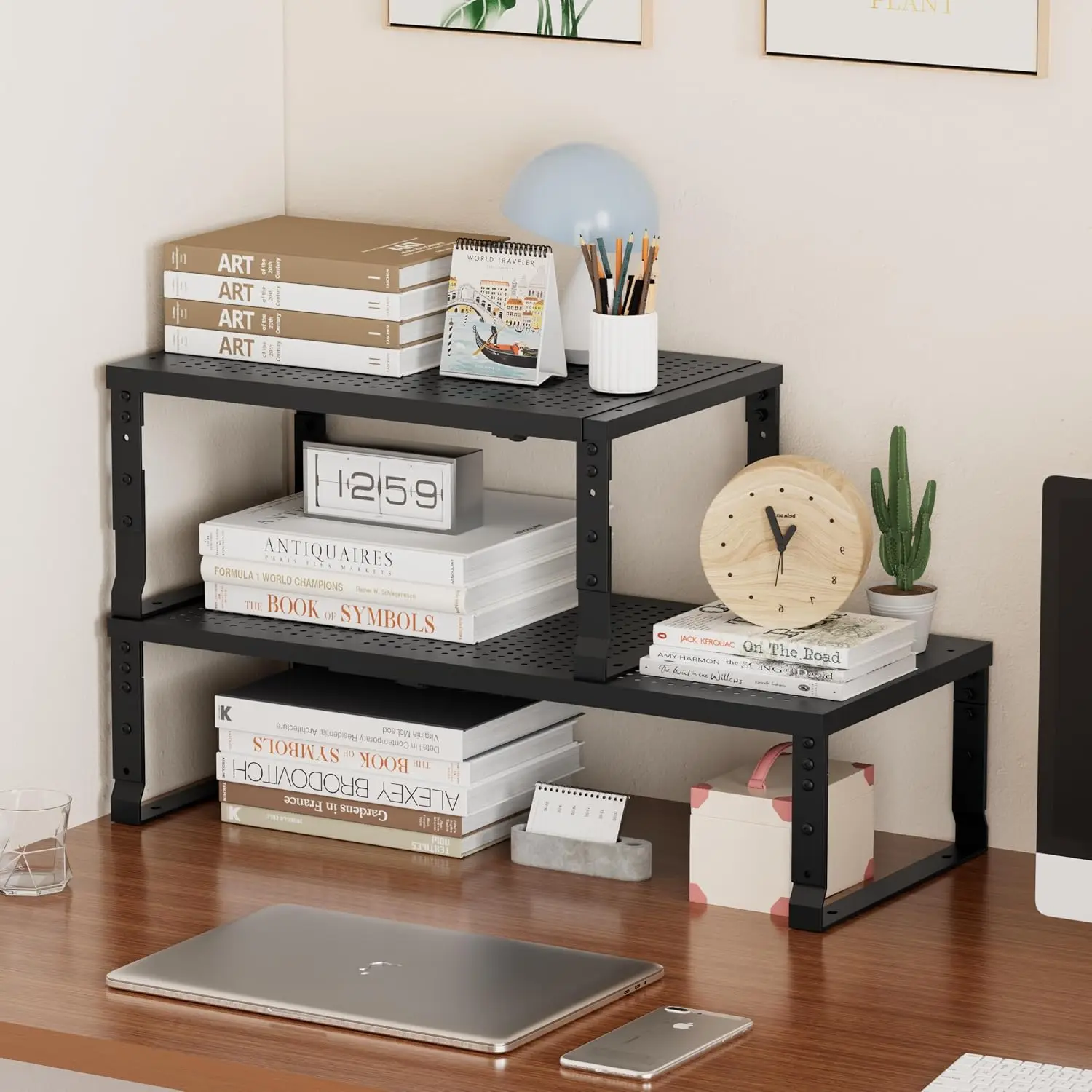 Metal Stackable Expandable Storage Shelf - Multi-Functional Home Storage Shelf, Suitable for Kitchen, Cabinet，Bathroom, Office,