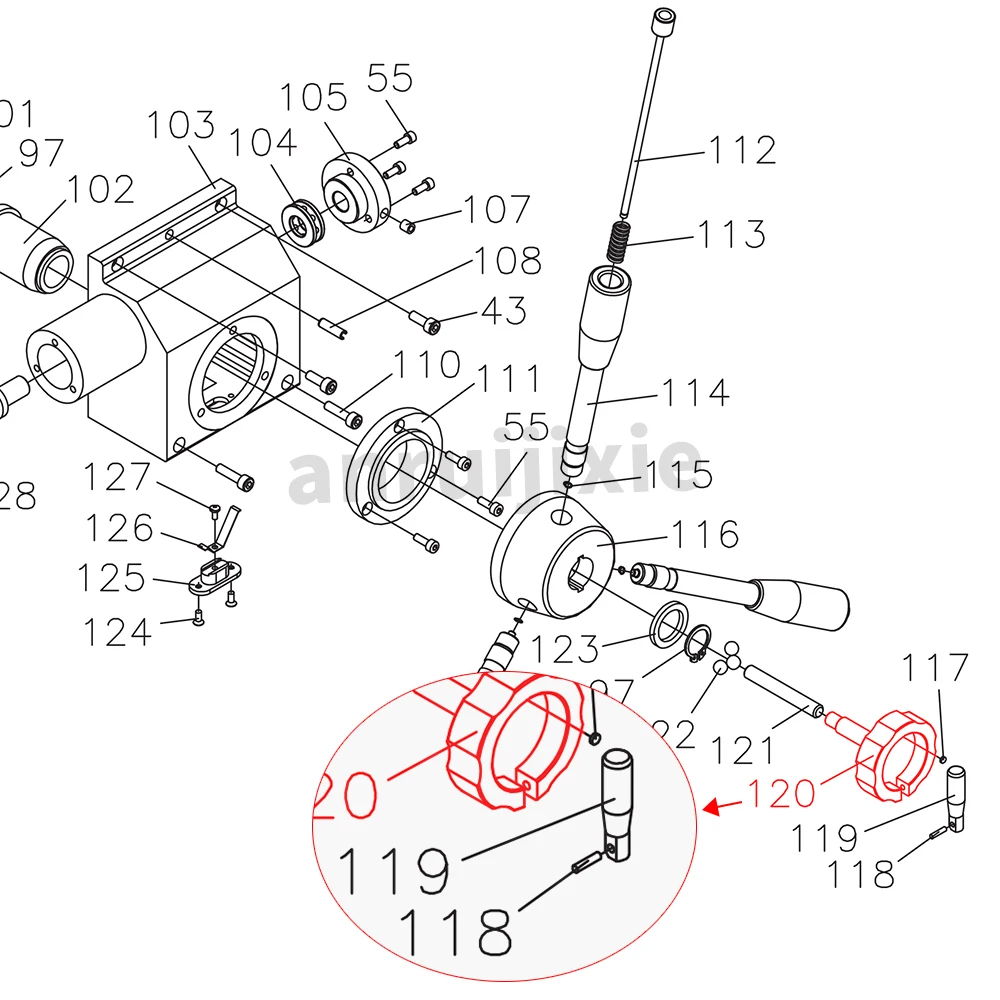 Handwheel, Z-Axis Fine Feed Locking Lever SIEG SX3-120&JET JMD-3&BusyBee CX611&Grizzly G0619  Spindle Worm Wheel Lock Handle