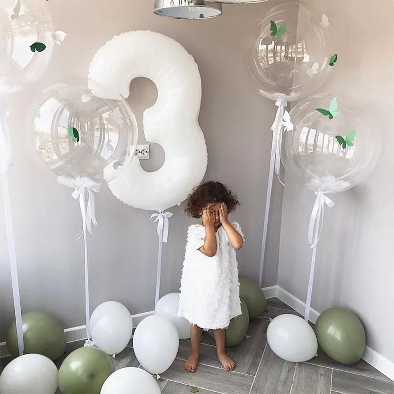 32 Inch 0-9 Gold Silver Aluminum Foil Number Balloon Boys Girls Birthday Party Baby Bath Decoration Accessories