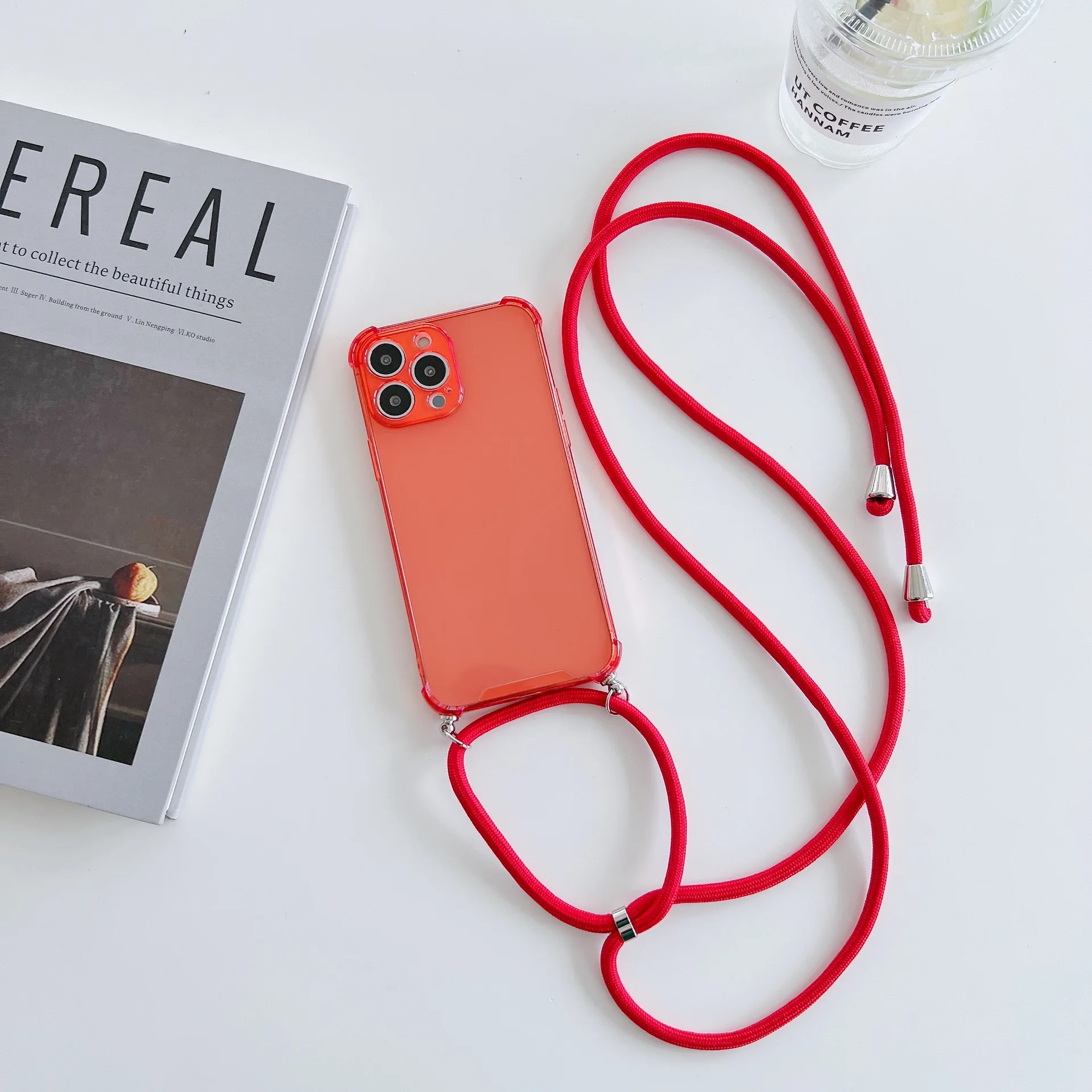 Necklace Case For iPhone 11 Shoulder Lanyard Transparent Soft TPU Phone Cover For iPhone 17 16 15 14 13 12 XR 11 Pro Max XS MAX