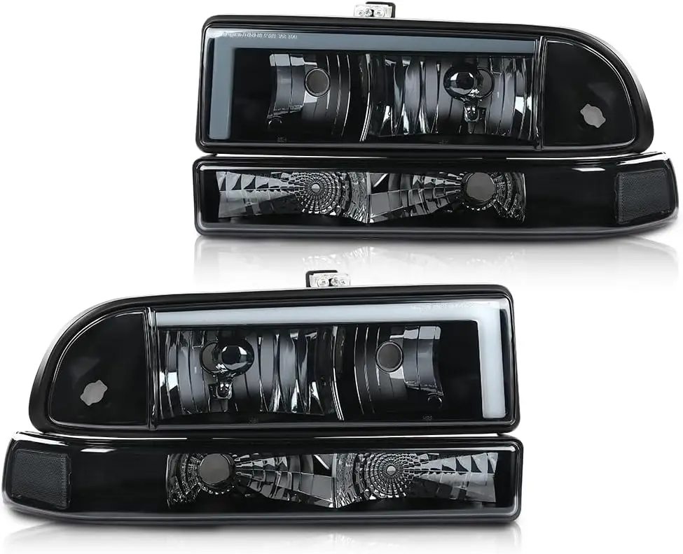 

Светодиодные фары в сборе, совместимые с Chevy Blazer 1998-2005, подходят для Chevy S10 Pickup 1998-2004 с бамперами, дымчатые линзы, черные