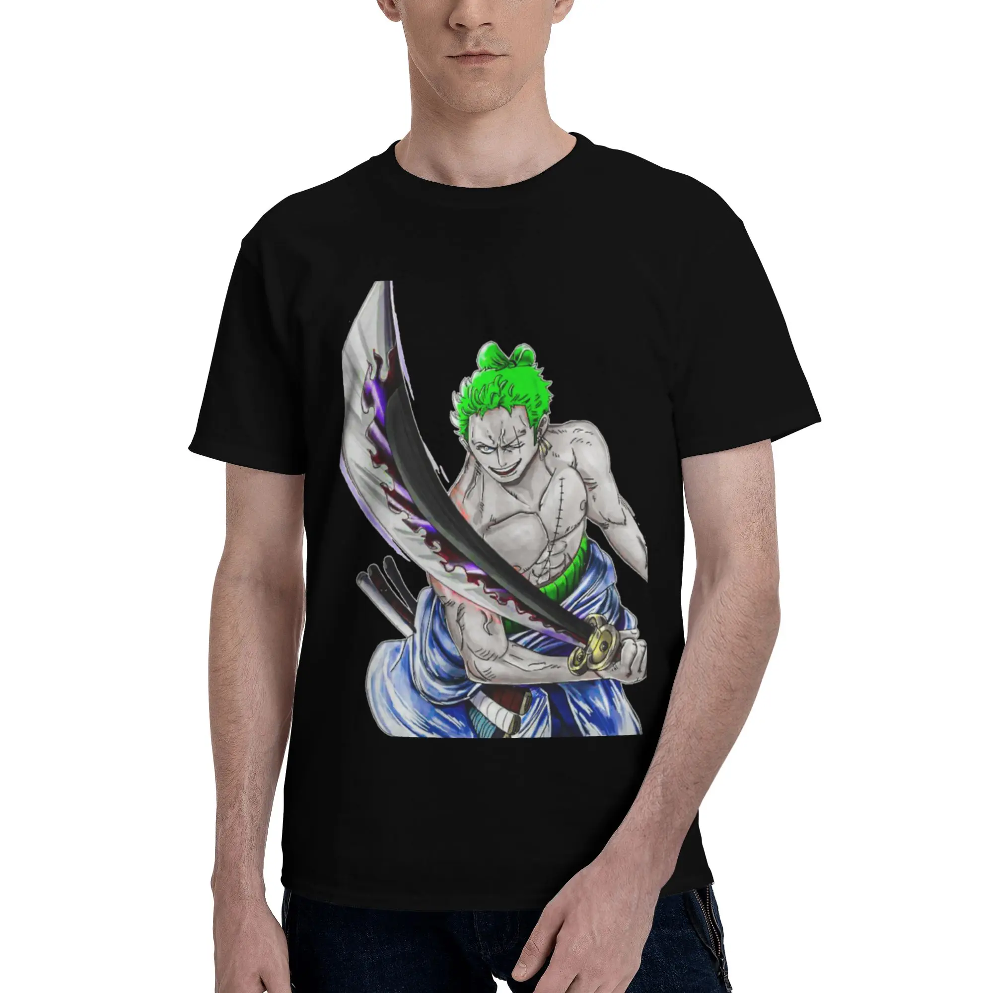 Zoro  Men's T Shirts One Piece Creative Tees Short Sleeve Crew Neck Pure Cotton Birthday Gift Clothes T-Shirt