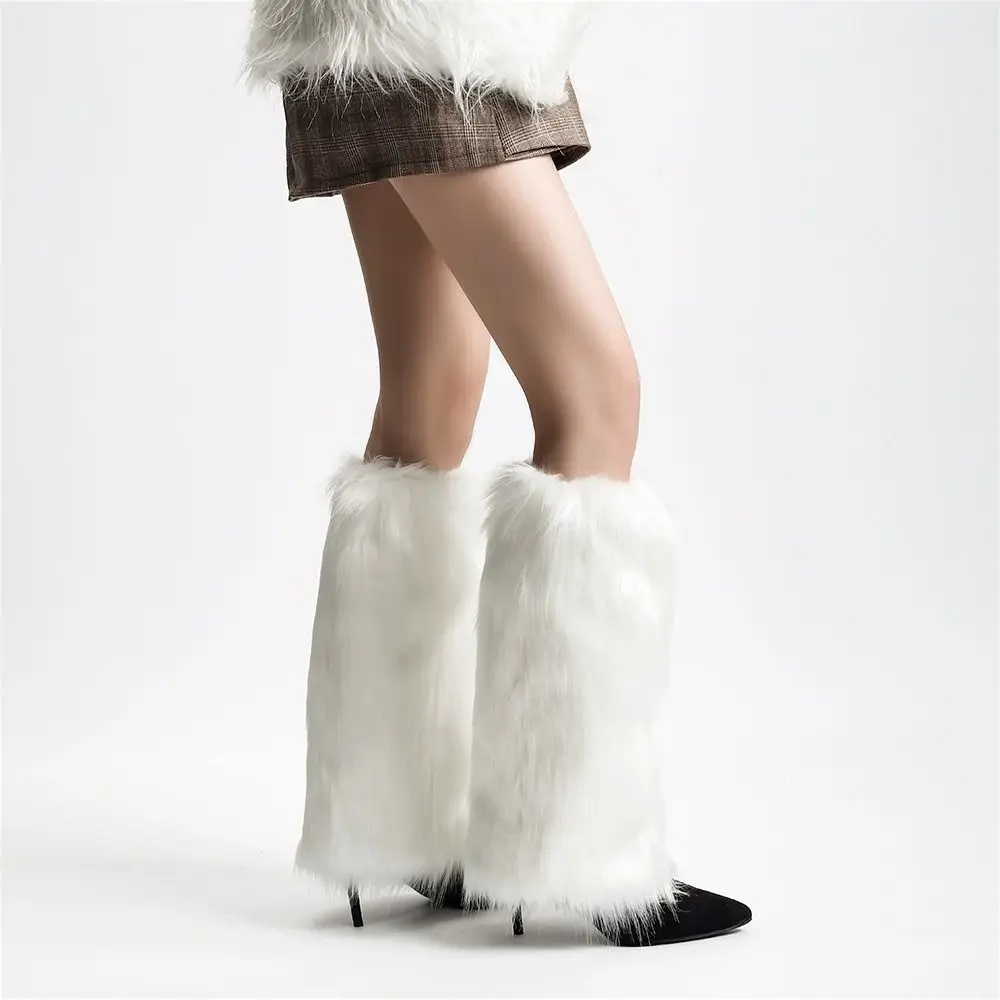 Fashion Y2k Imitation Fur Leg Warmers JK Spicy Girl Winter Leg Covers Footcover Retro Boot Cover Fall Winter