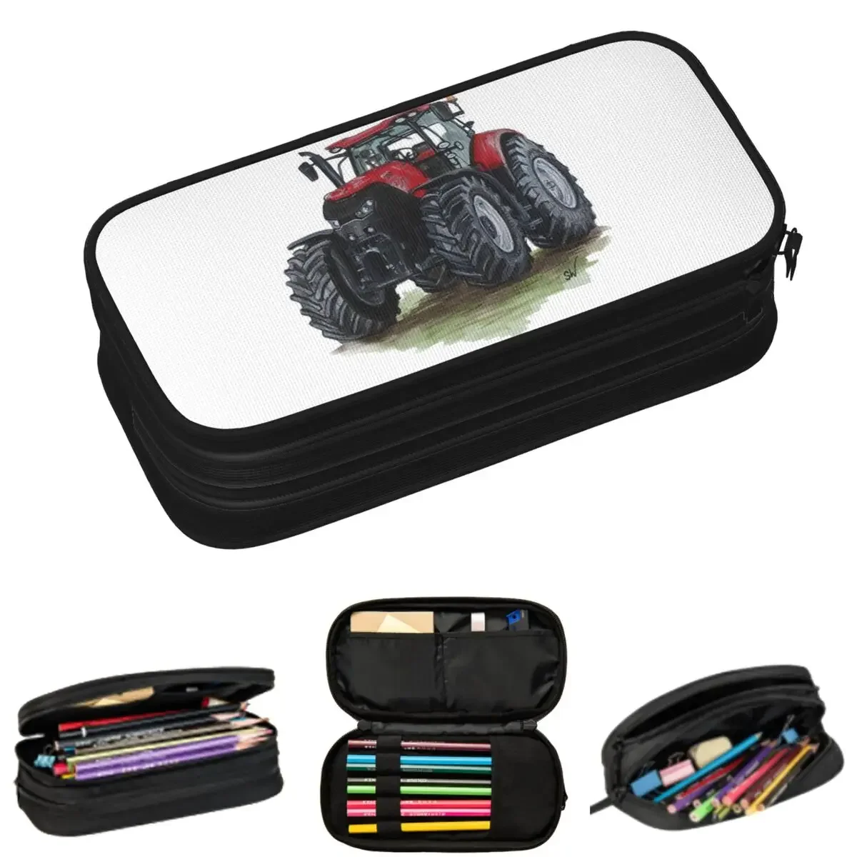 

Big Red Tractor Pencil Cases for Students Gifts Pen Box Pencil Bag Large Storage Pencil Pouch Storage Stationery Supplies