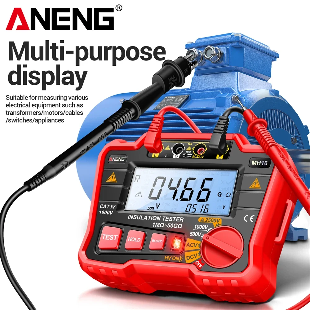 Digital Megohmmeter Ohm Tester Insulation Resistance Meter ANENG MH16 Earth High Voltage Ohmmeter Resistance Meter Test Tools