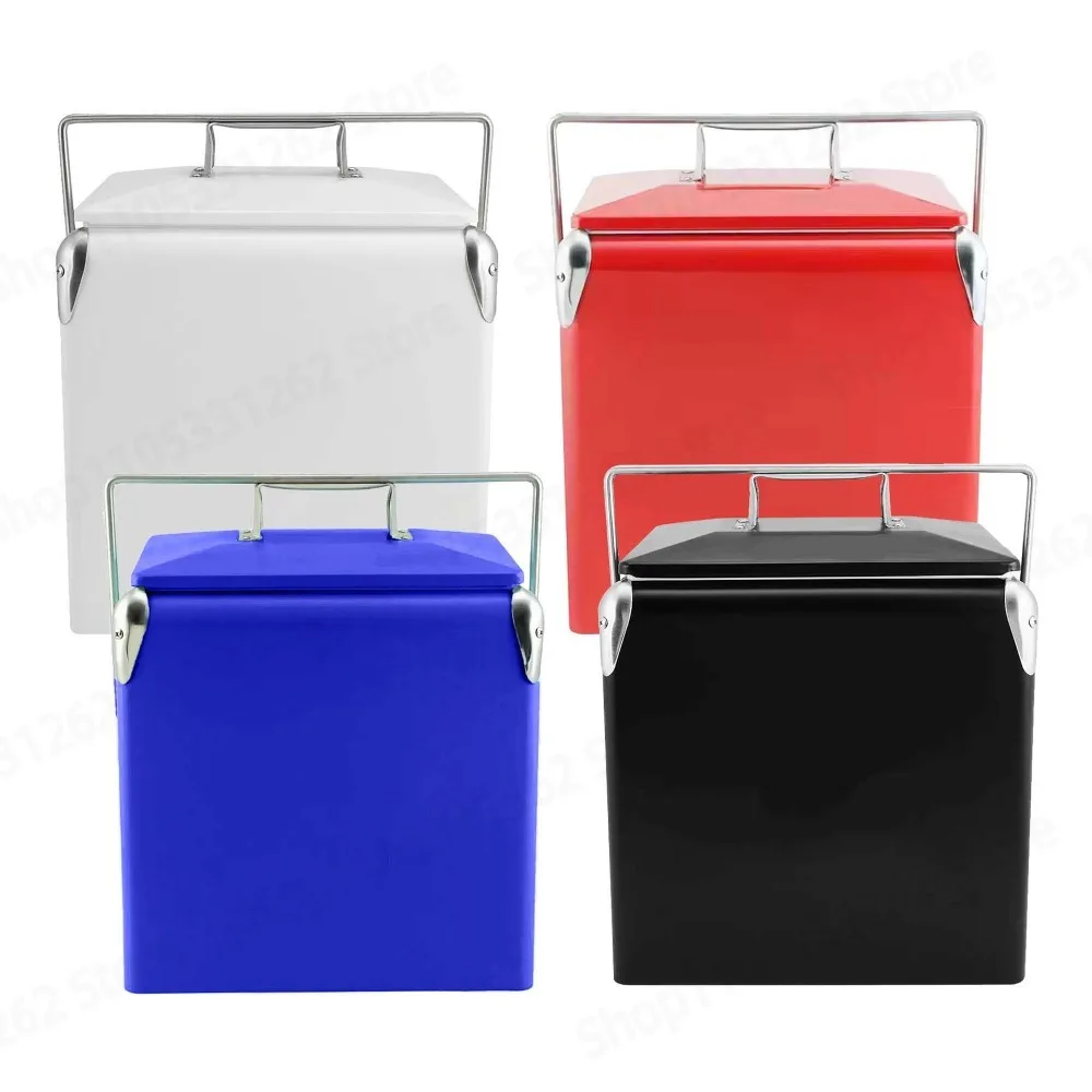 CL007-1 Metal Insulated Cooler for Outdoor Camping, Car Refrigerator Picnic Food Crisper Box for Party and Travel